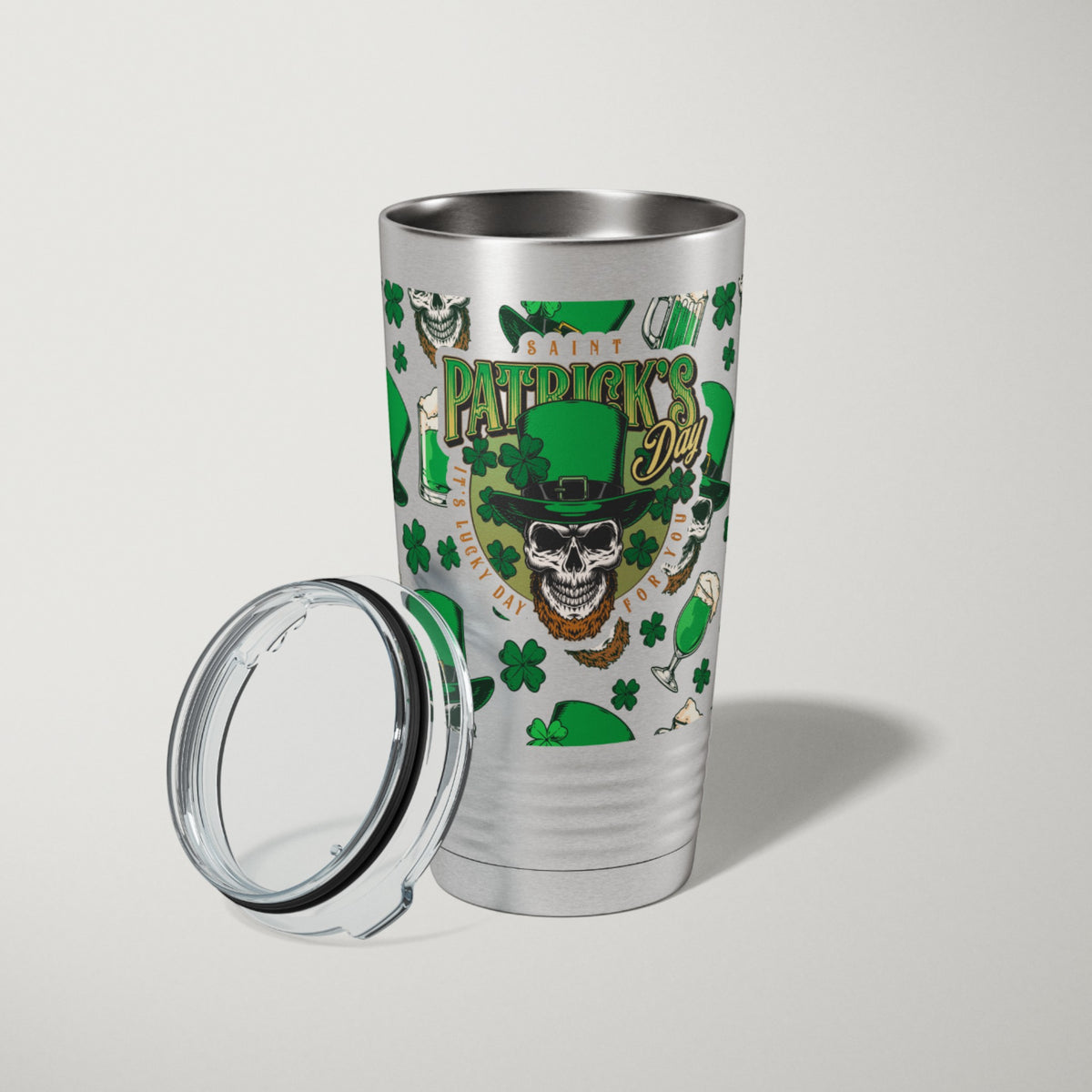 St Patricks Day Tumbler | UV Skull Wrap + Pint Pack