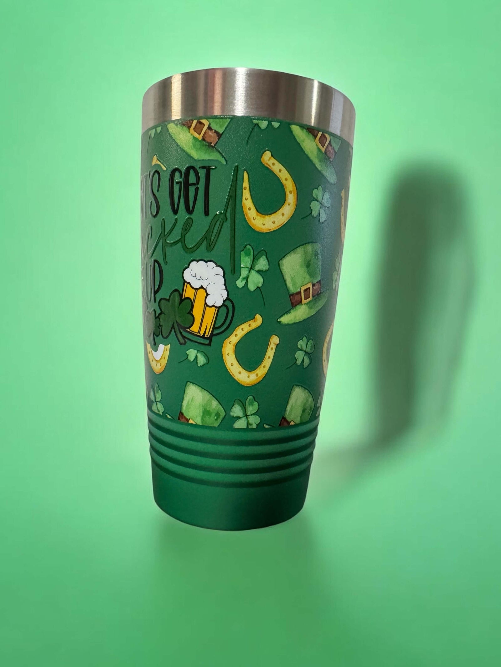 Celebrate St. Patrick's Day with the Durable, Polar Camel 20oz Ringneck Tumbler - 'Let's Get Lucked Up' , UV Printed, Dishwasher Safe