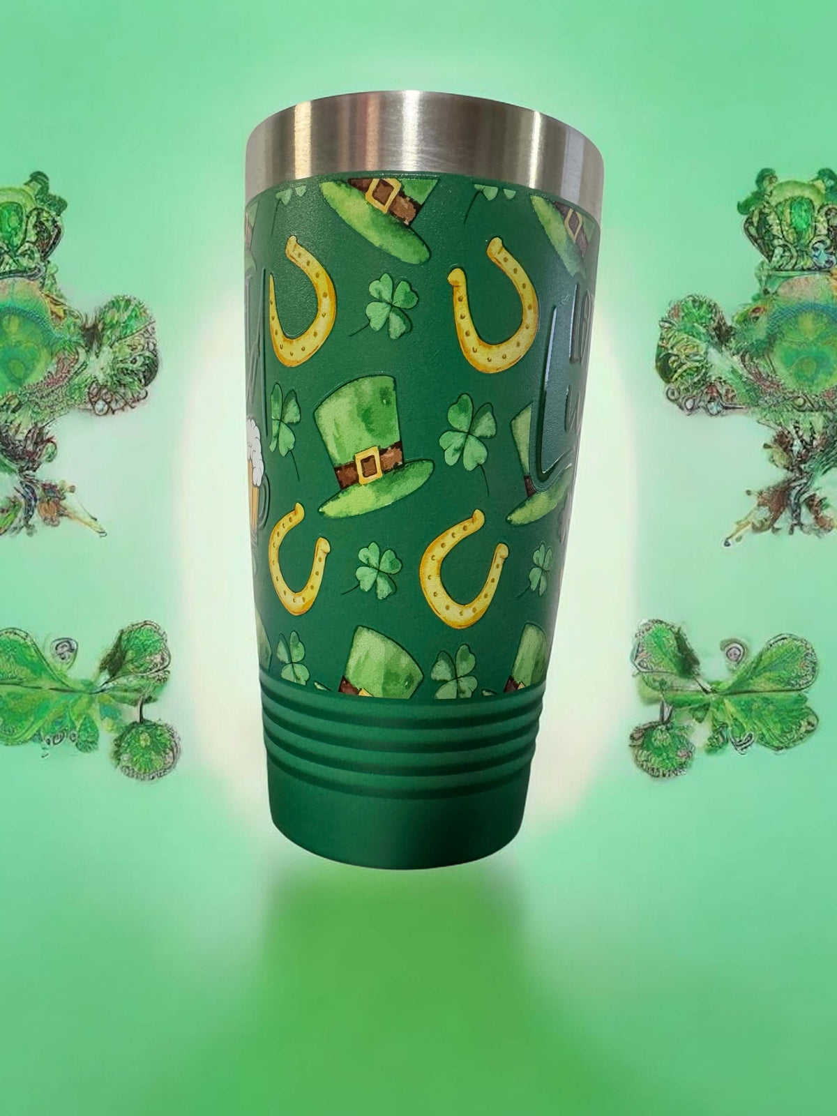 Celebrate St. Patrick's Day with the Durable, Polar Camel 20oz Ringneck Tumbler - 'Let's Get Lucked Up' , UV Printed, Dishwasher Safe