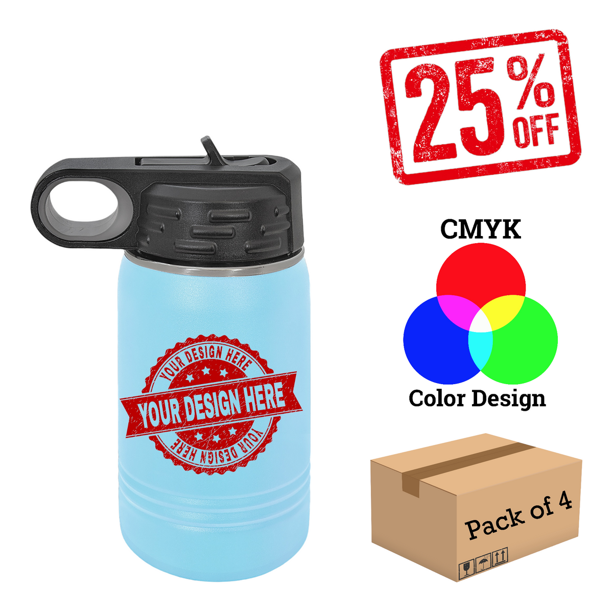 4 Pack Polar Camel 12 oz. Water Bottle