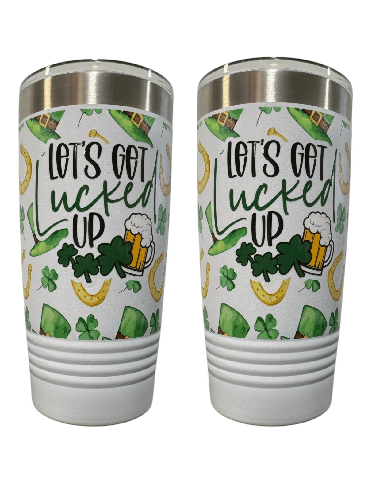 Celebrate St. Patrick's Day with the Durable, Polar Camel 20oz Ringneck Tumbler - 'Let's Get Lucked Up' , UV Printed, Dishwasher Safe