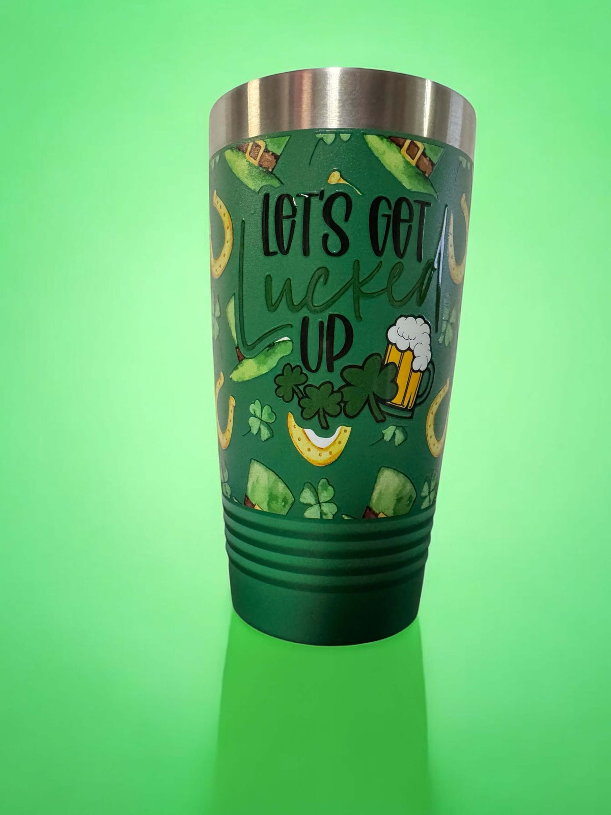 Celebrate St. Patrick's Day with the Durable, Polar Camel 20oz Ringneck Tumbler - 'Let's Get Lucked Up' , UV Printed, Dishwasher Safe