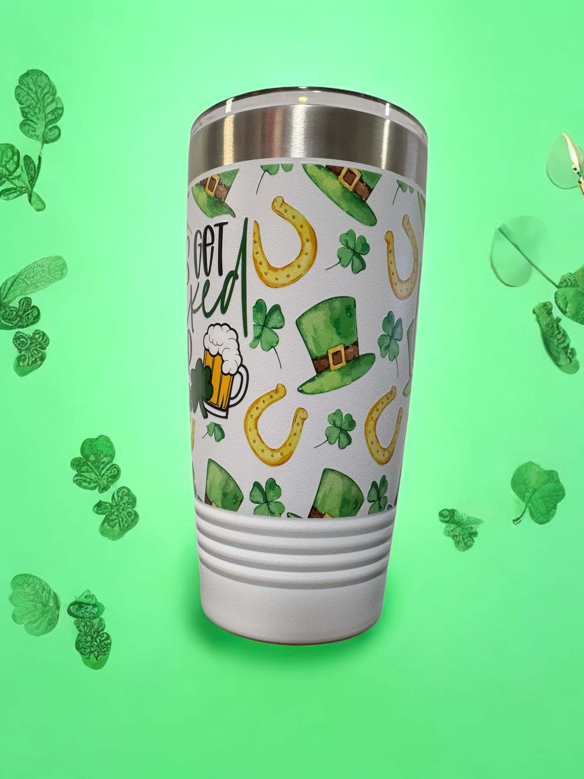 Celebrate St. Patrick's Day with the Durable, Polar Camel 20oz Ringneck Tumbler - 'Let's Get Lucked Up' , UV Printed, Dishwasher Safe