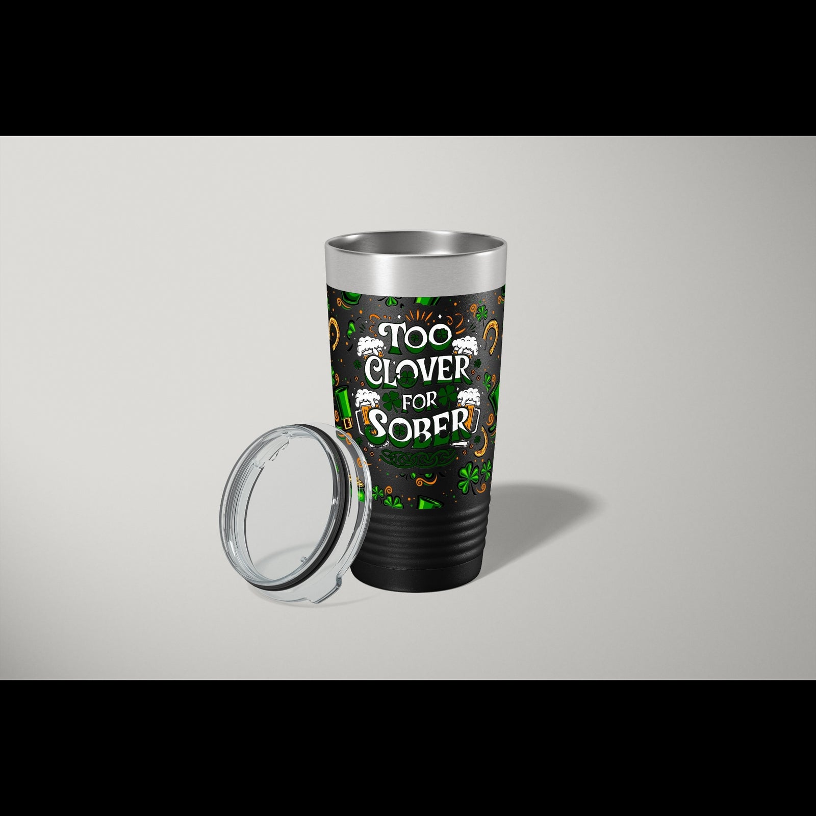 Green 20oz UV tumbler with Too Clover for Sober wrap in St Paddy’s 2-pack

