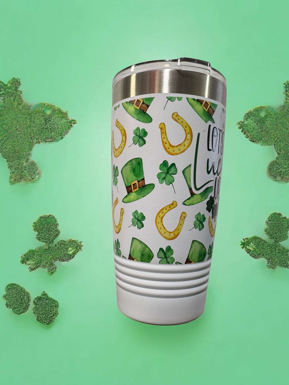 Celebrate St. Patrick's Day with the Durable, Polar Camel 20oz Ringneck Tumbler - 'Let's Get Lucked Up' , UV Printed, Dishwasher Safe