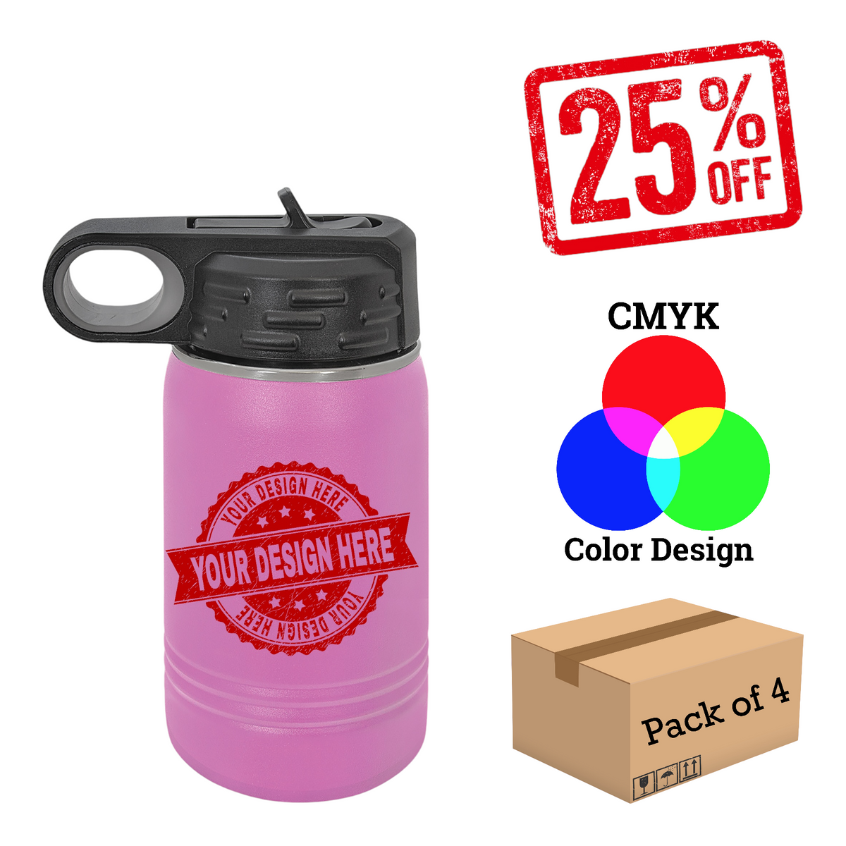 4 Pack Polar Camel 12 oz. Water Bottle