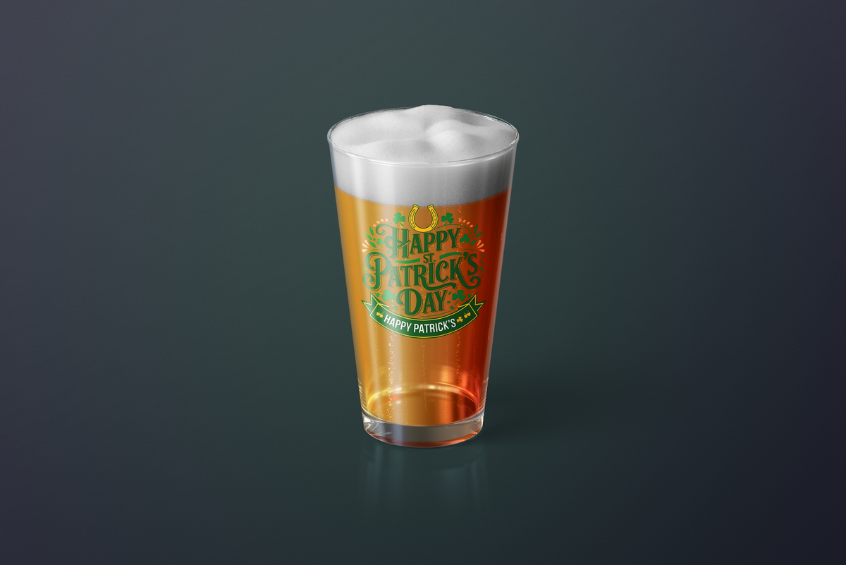 16oz UV-printed Happy Saint Patricks Day pint with tumbler

