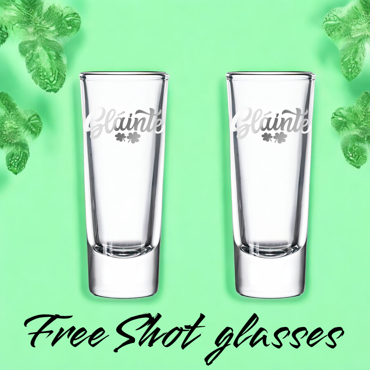 Slainte-engraved shot glass with 20oz UV tumbler in St Patricks Day pack


