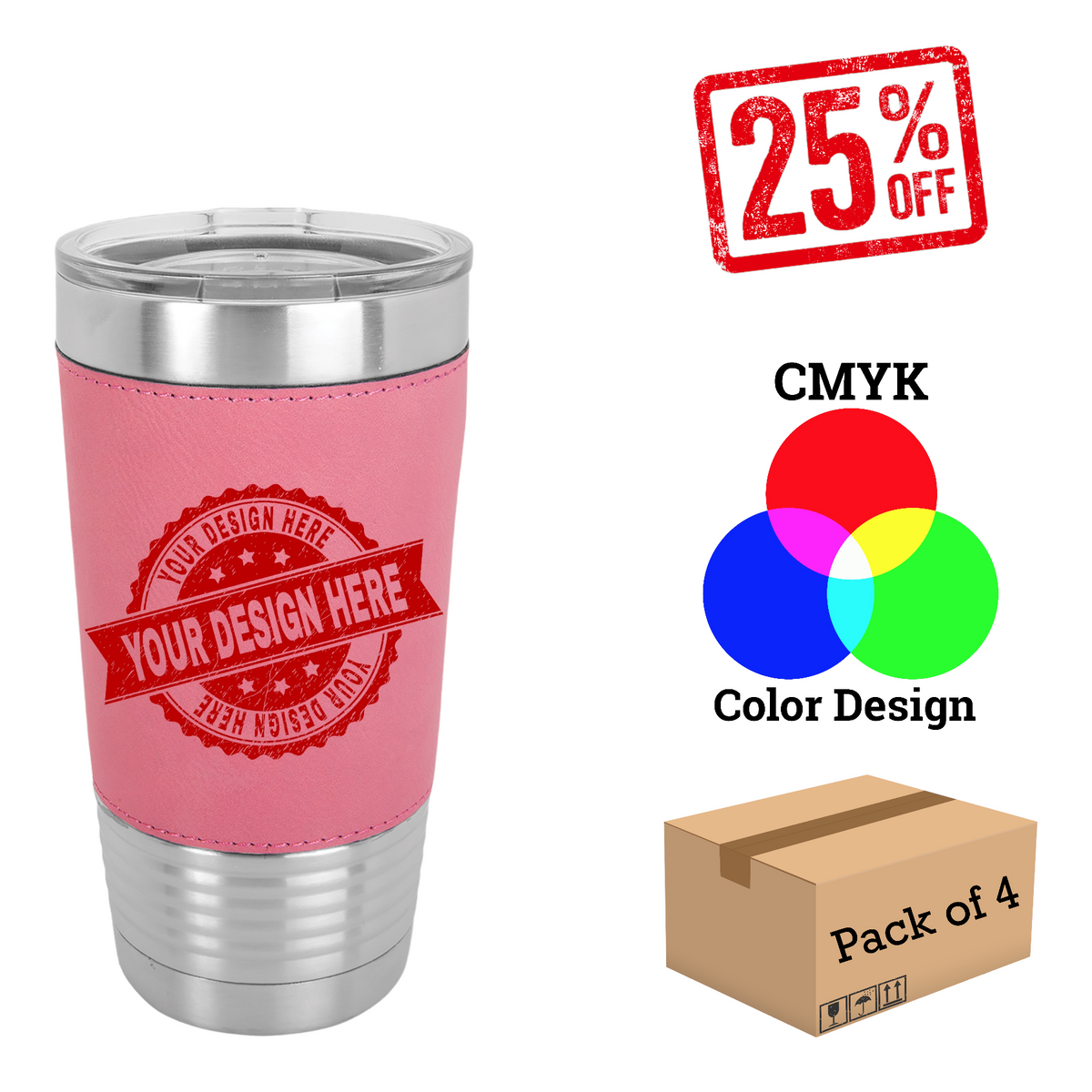 4 Pack Polar Camel 20 oz. Leatherette Tumbler