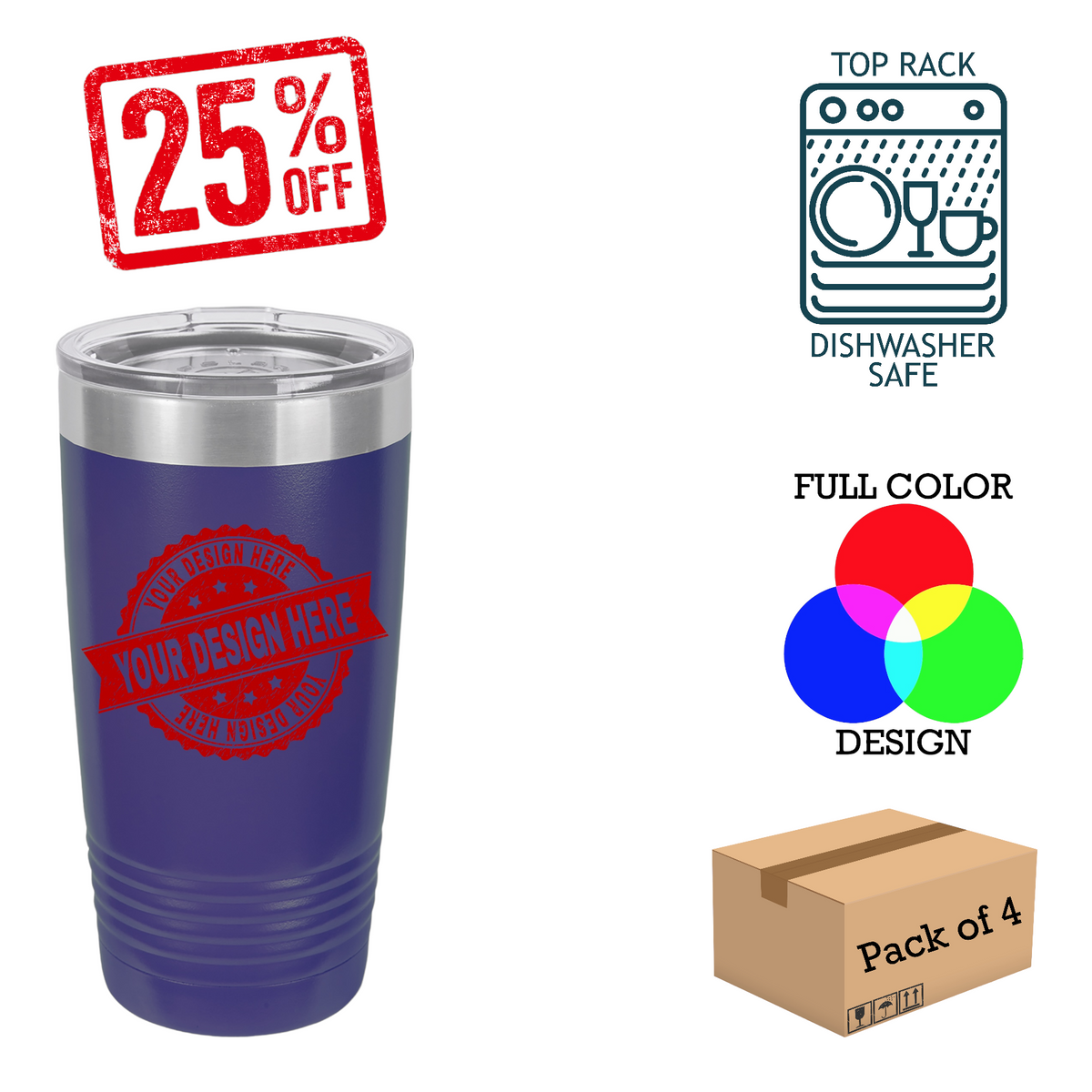 4 Pack Polar Camel 20 oz. Insulated Ringneck Tumbler