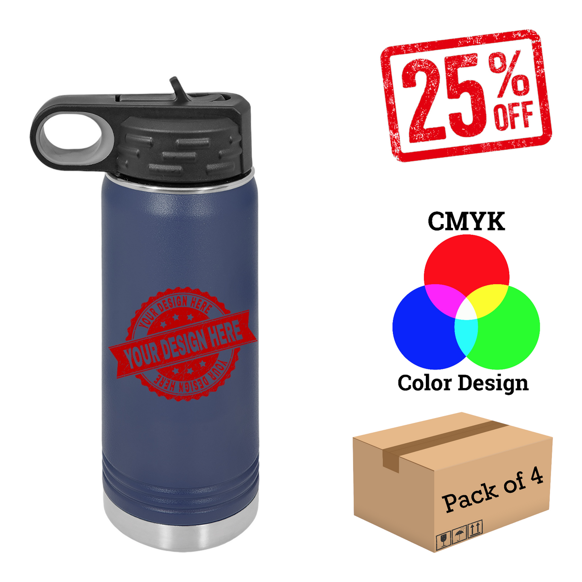 4 Pack Polar Camel 20 oz. Water Bottle