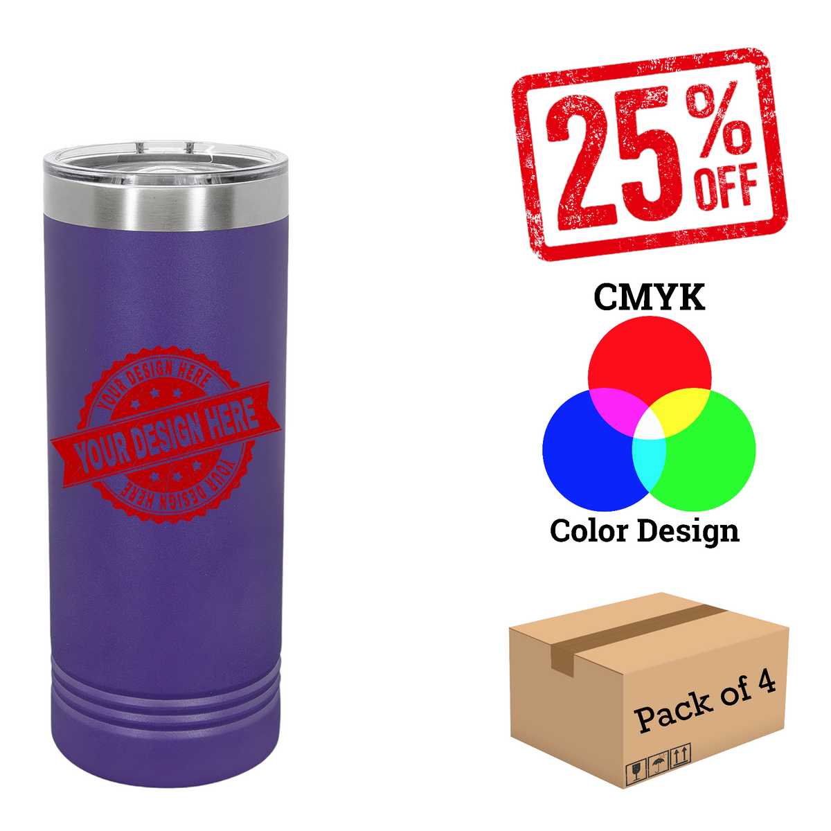 4 Pack Polar Camel 22 oz. Skinny Tumbler