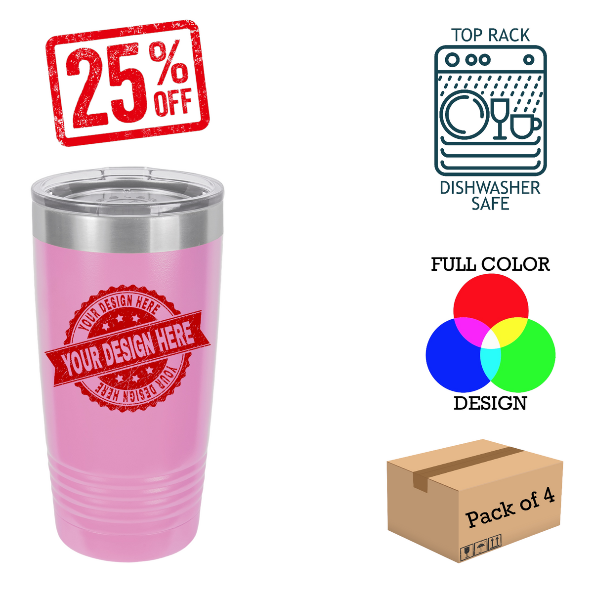 4 Pack Polar Camel 20 oz. Insulated Ringneck Tumbler