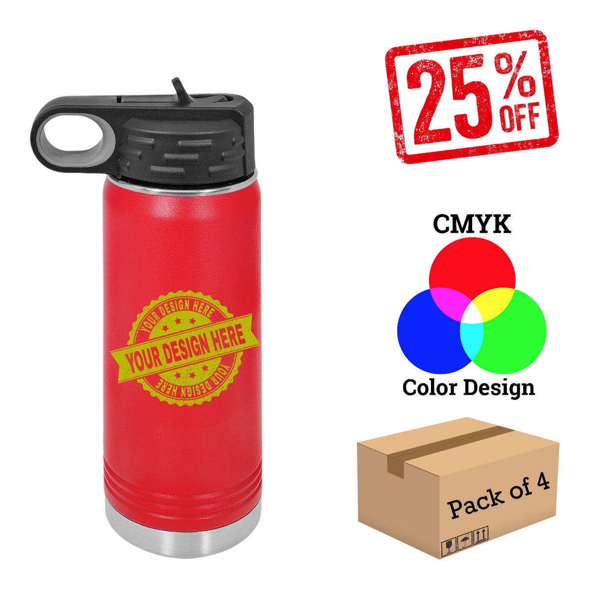 4 Pack Polar Camel 20 oz. Water Bottle