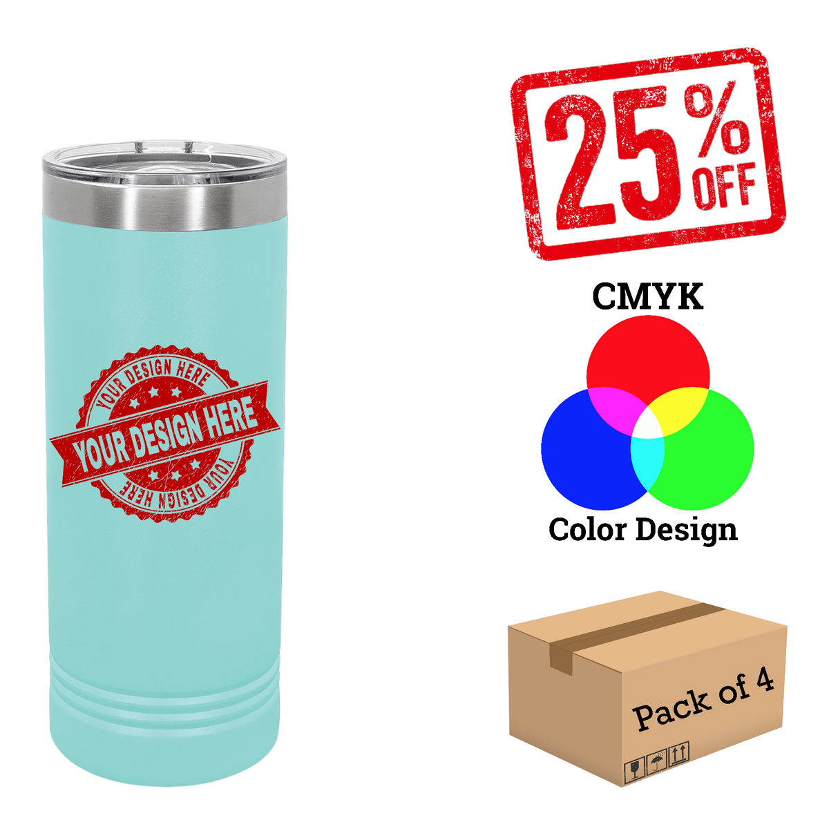 4 Pack Polar Camel 22 oz. Skinny Tumbler