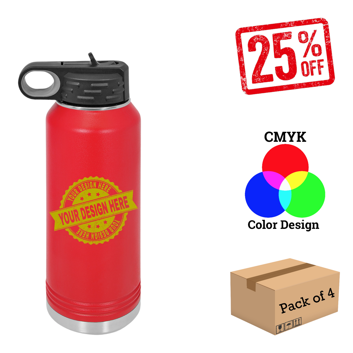 4 Pack Polar Camel 32oz. Water Bottle