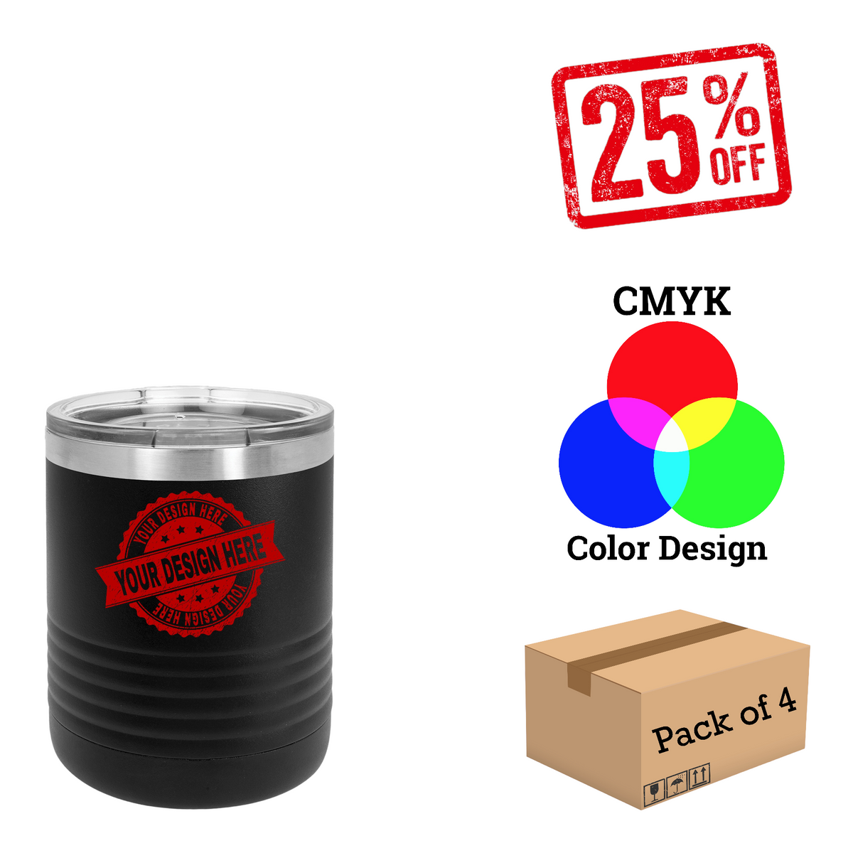 4 Pack Polar Camel 10 oz. Vacuum Insulated Ringneck Tumbler