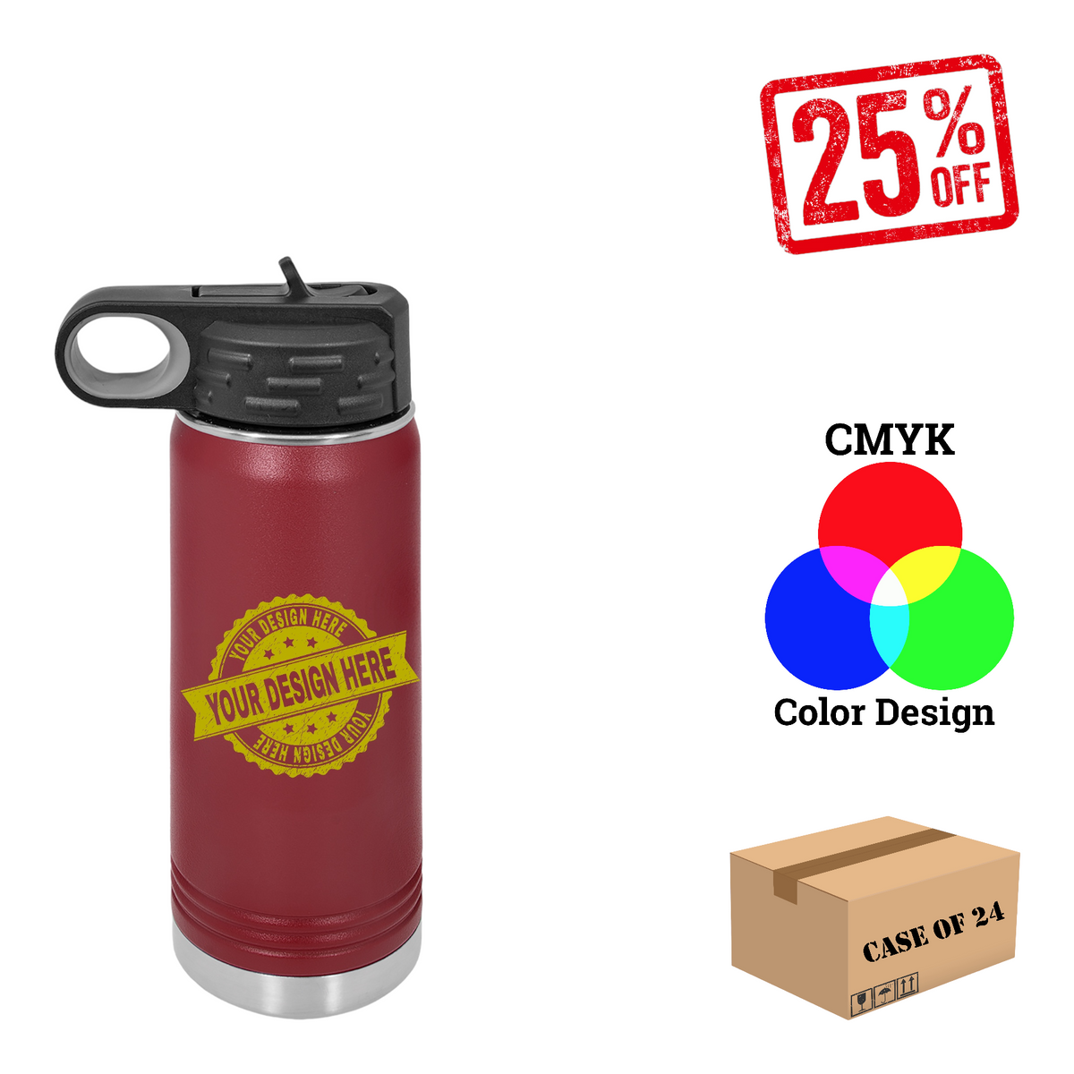 Polar Camel 20 oz. Water Bottle Case of 24