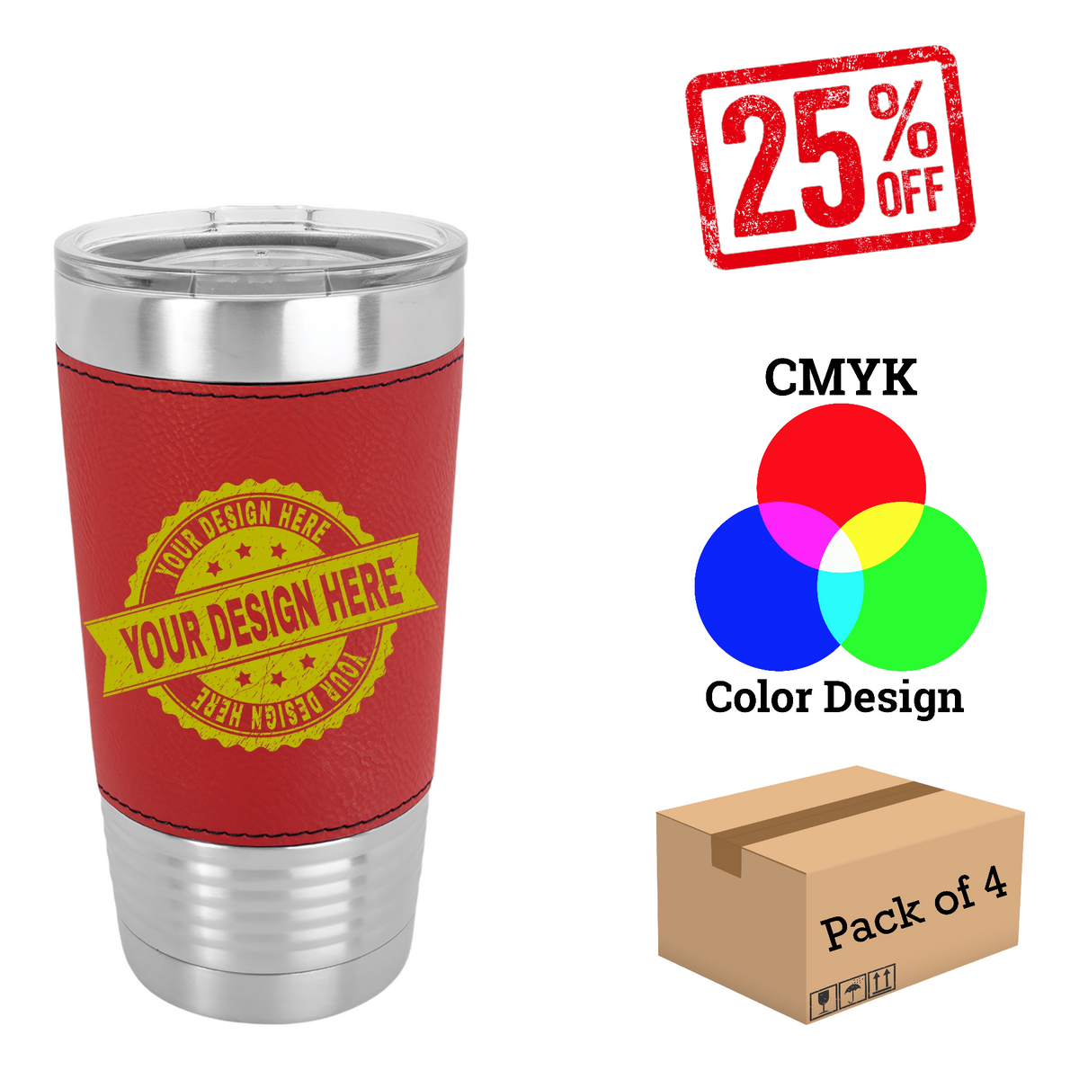 4 Pack Polar Camel 20 oz. Leatherette Tumbler