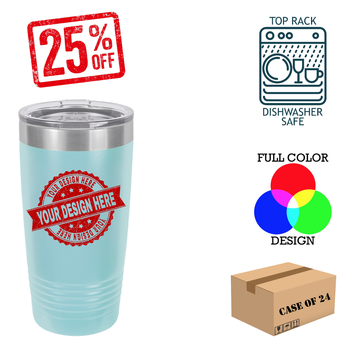 Polar Camel 20 oz. Insulated Ringneck Tumbler Case of 24