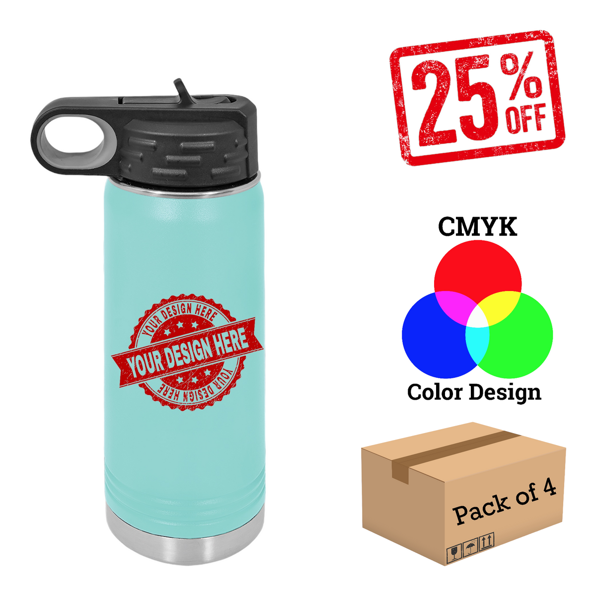 4 Pack Polar Camel 20 oz. Water Bottle