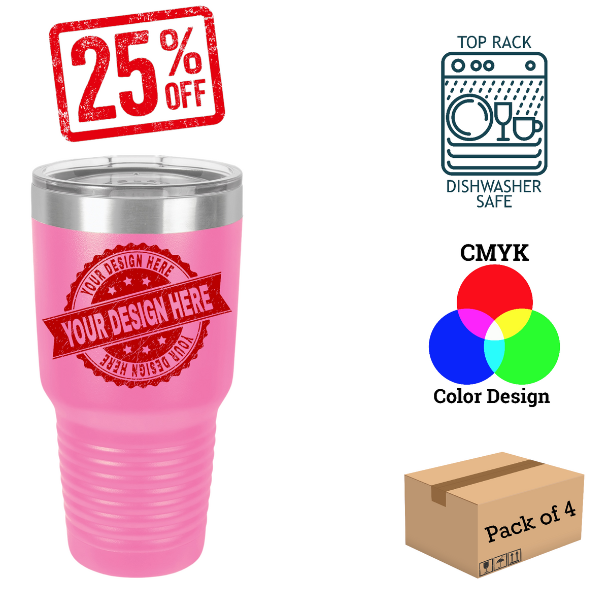 4 Pack Polar Camel 30 oz. Insulated Ringneck Tumbler