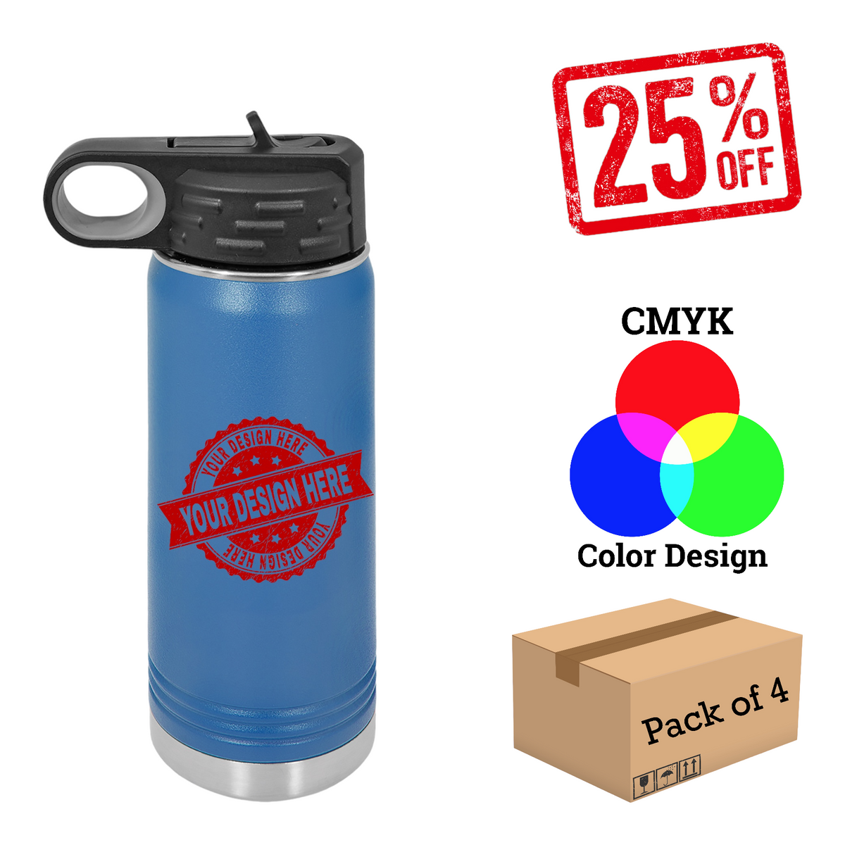 4 Pack Polar Camel 20 oz. Water Bottle