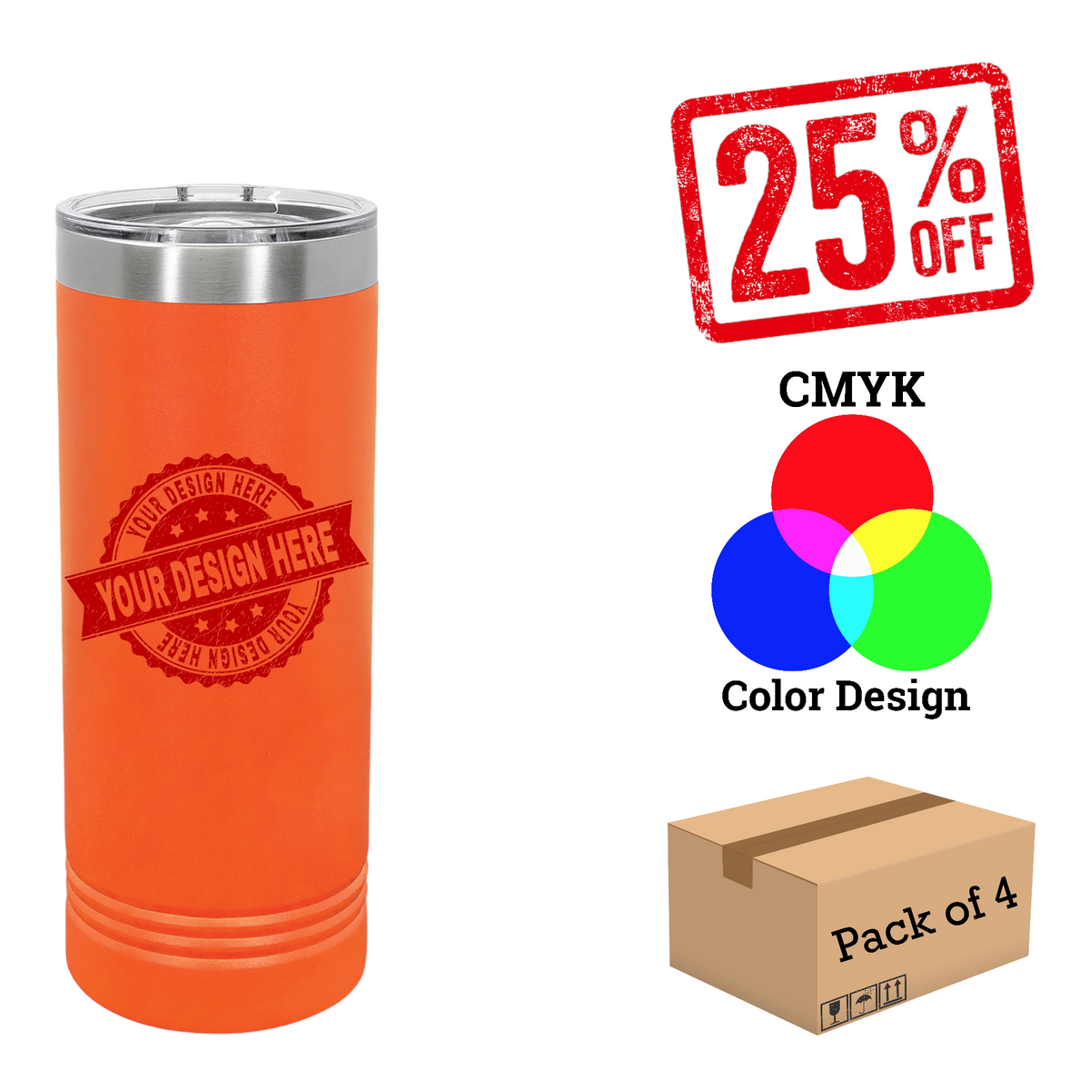 4 Pack Polar Camel 22 oz. Skinny Tumbler