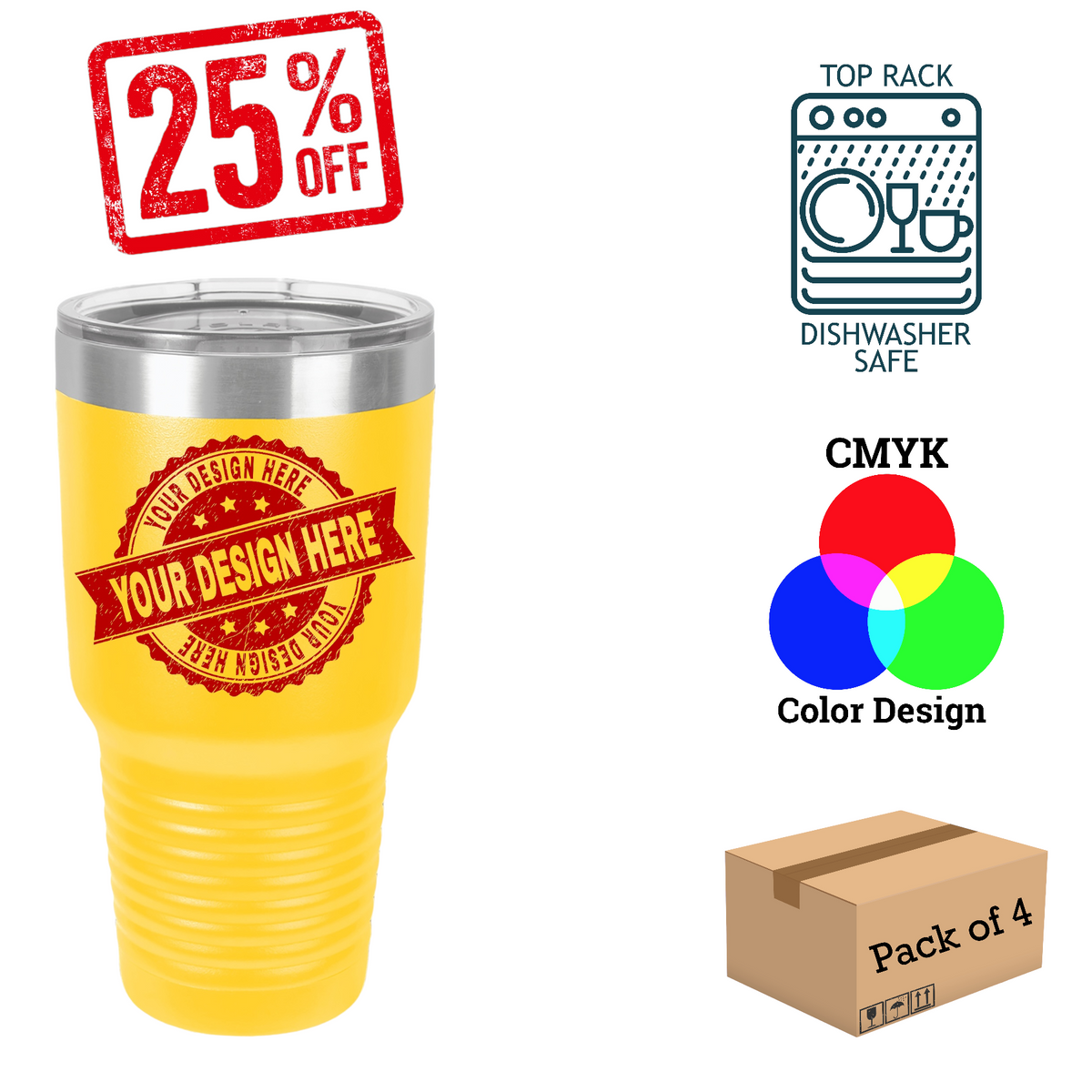 4 Pack Polar Camel 30 oz. Insulated Ringneck Tumbler