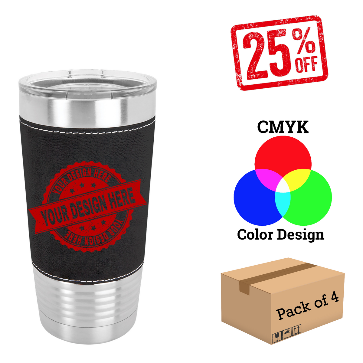 4 Pack Polar Camel 20 oz. Leatherette Tumbler