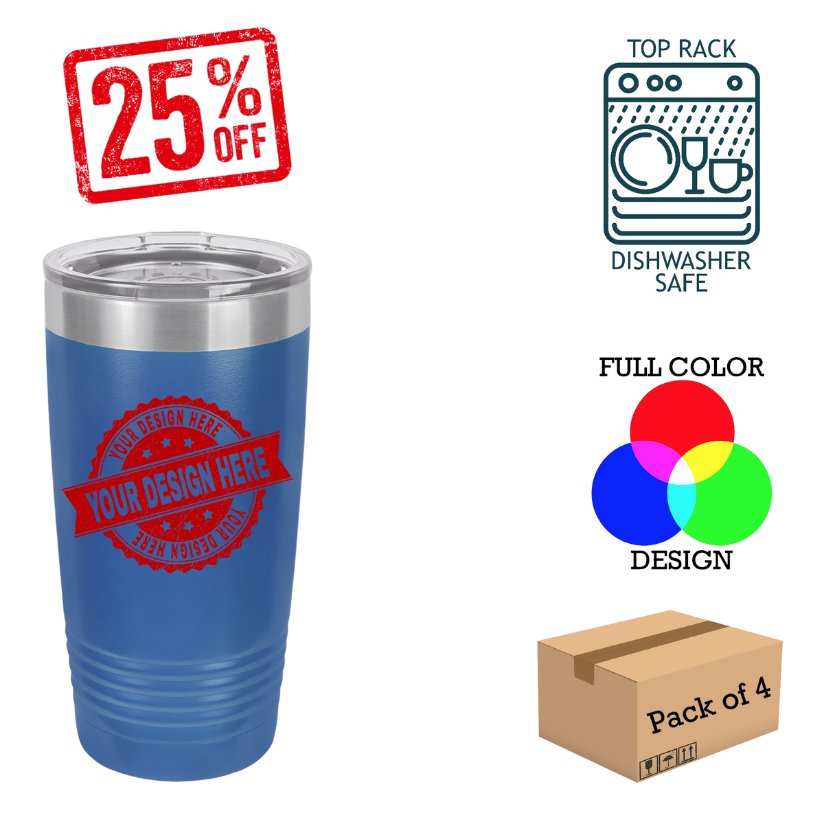 4 Pack Polar Camel 20 oz. Insulated Ringneck Tumbler