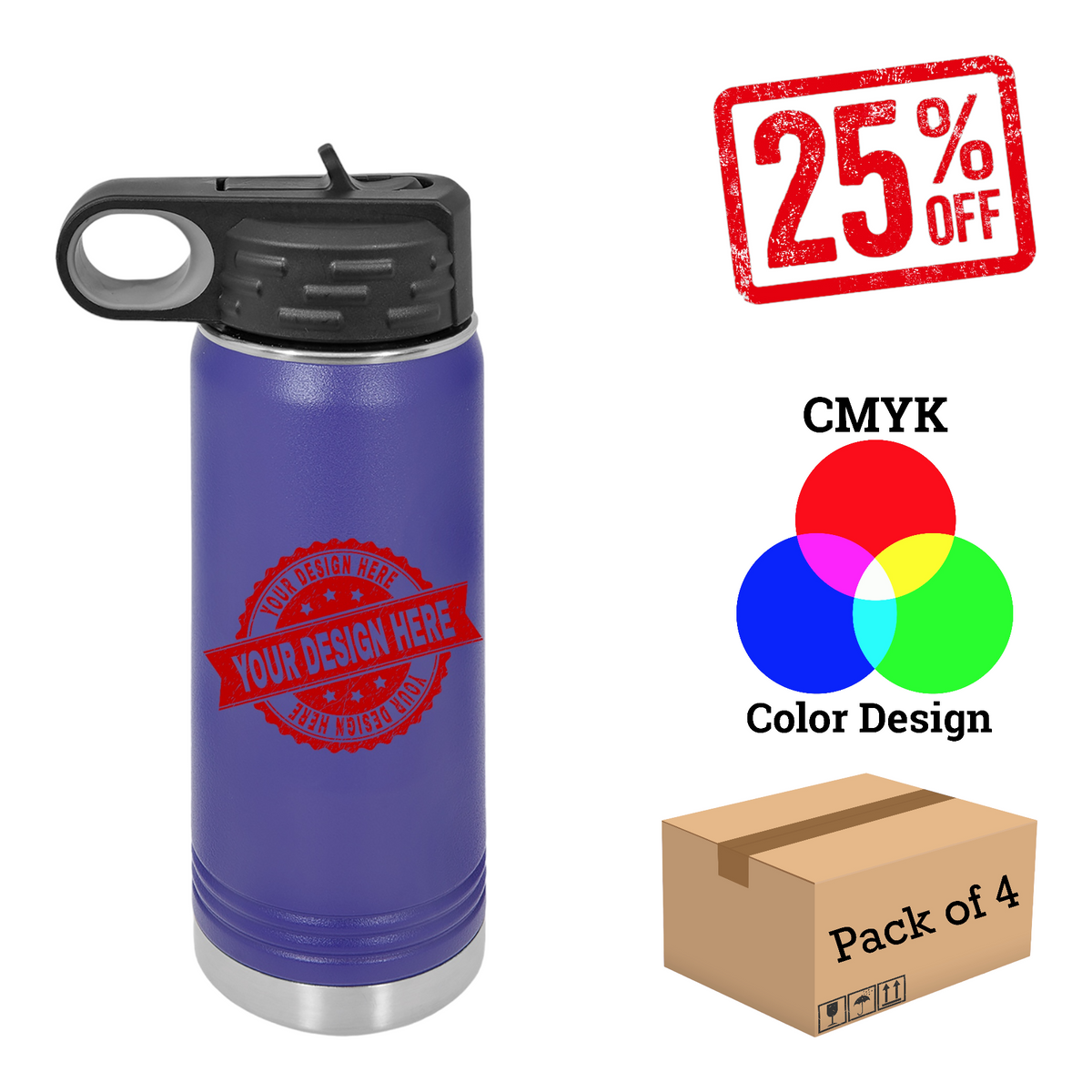4 Pack Polar Camel 20 oz. Water Bottle