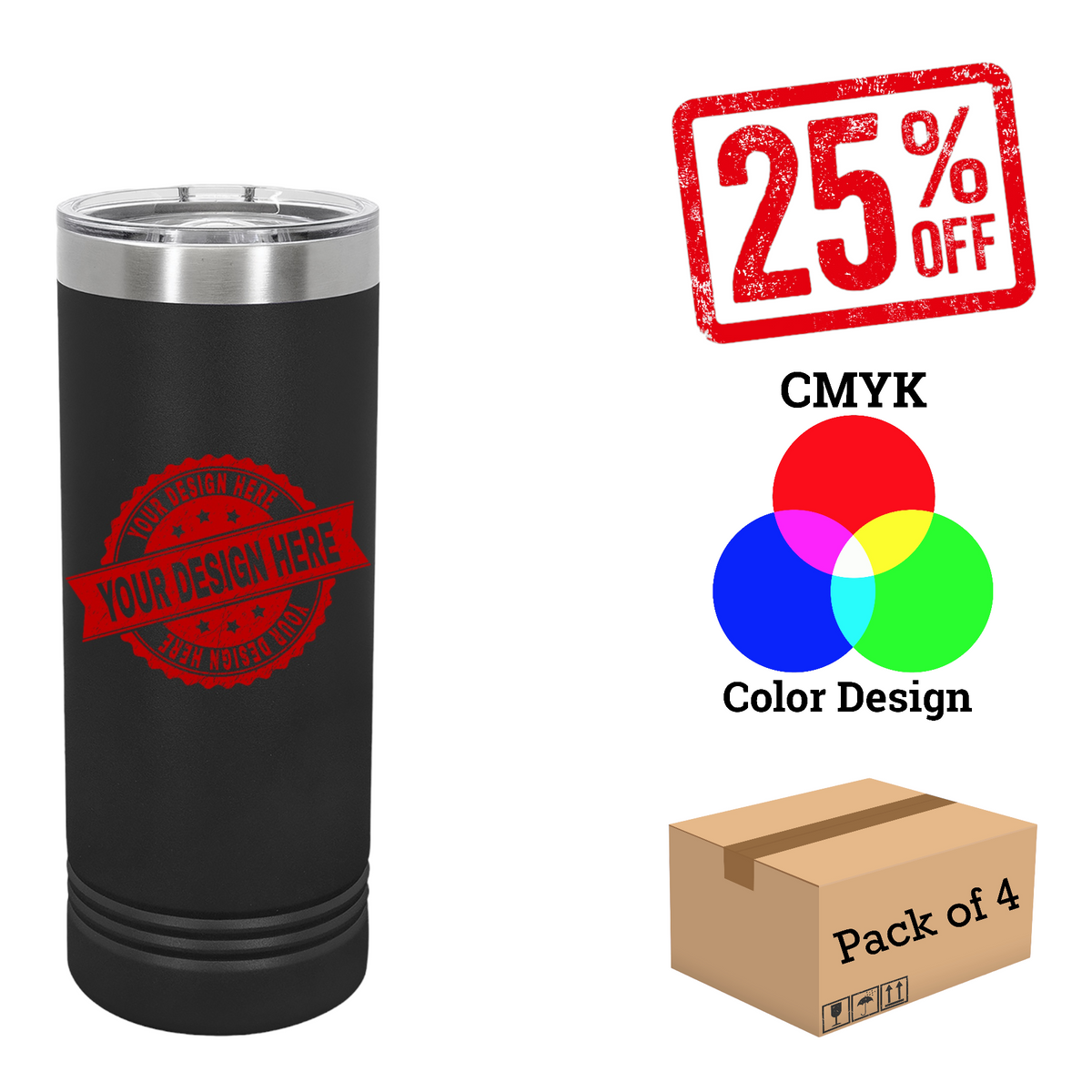 4 Pack Polar Camel 22 oz. Skinny Tumbler