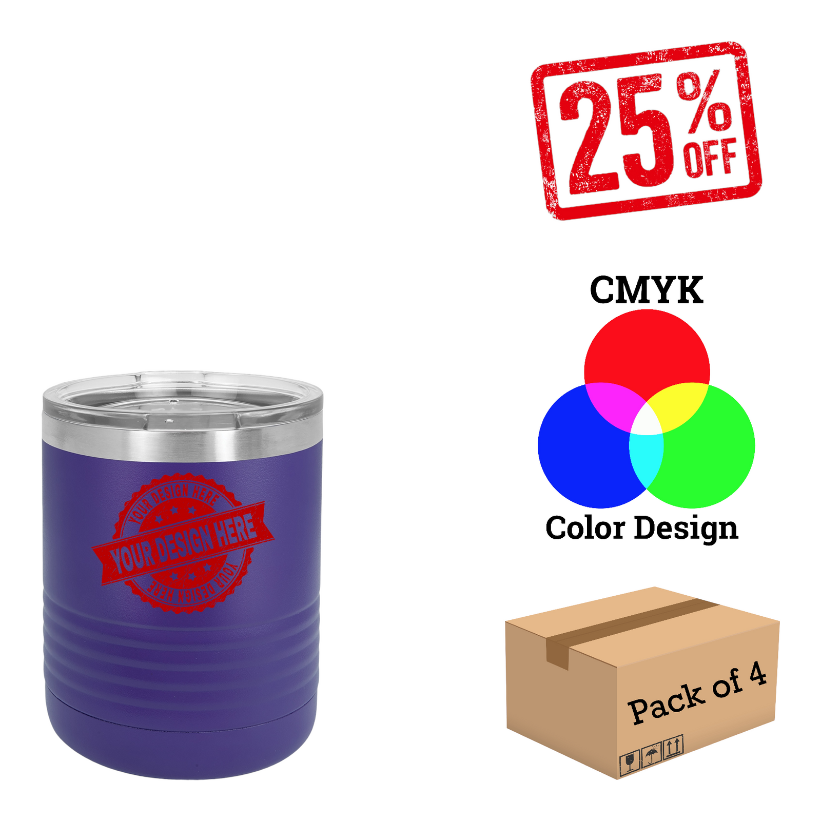 4 Pack Polar Camel 10 oz. Vacuum Insulated Ringneck Tumbler