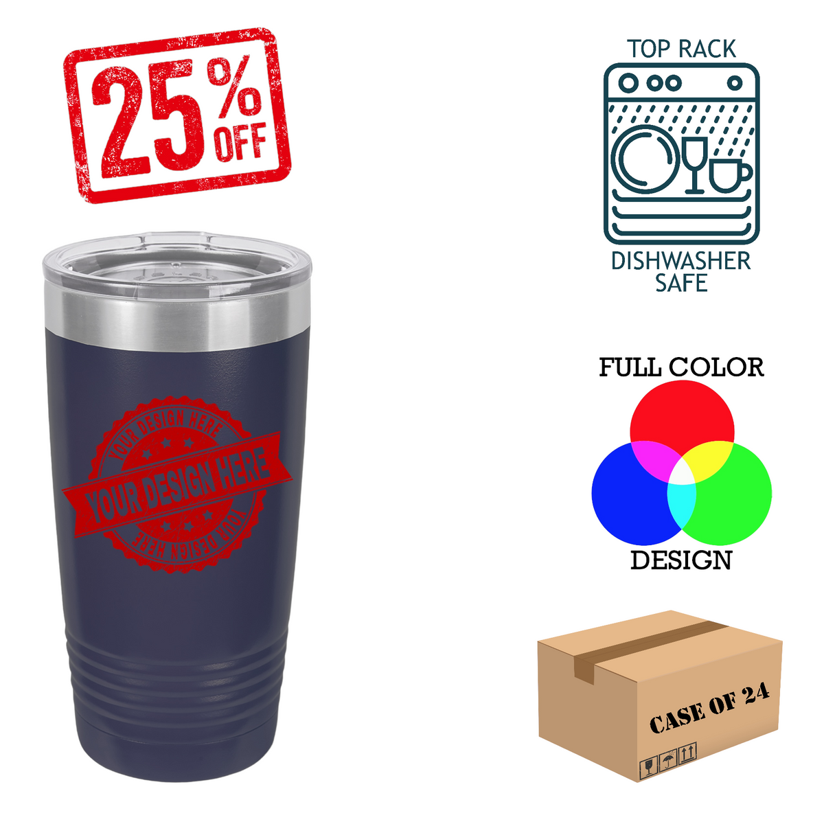 Polar Camel 20 oz. Insulated Ringneck Tumbler Case of 24