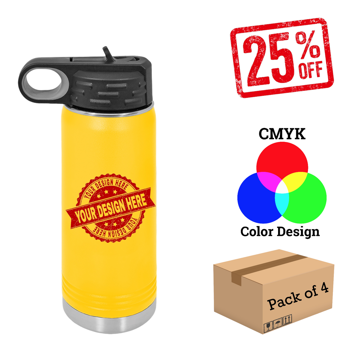 4 Pack Polar Camel 20 oz. Water Bottle