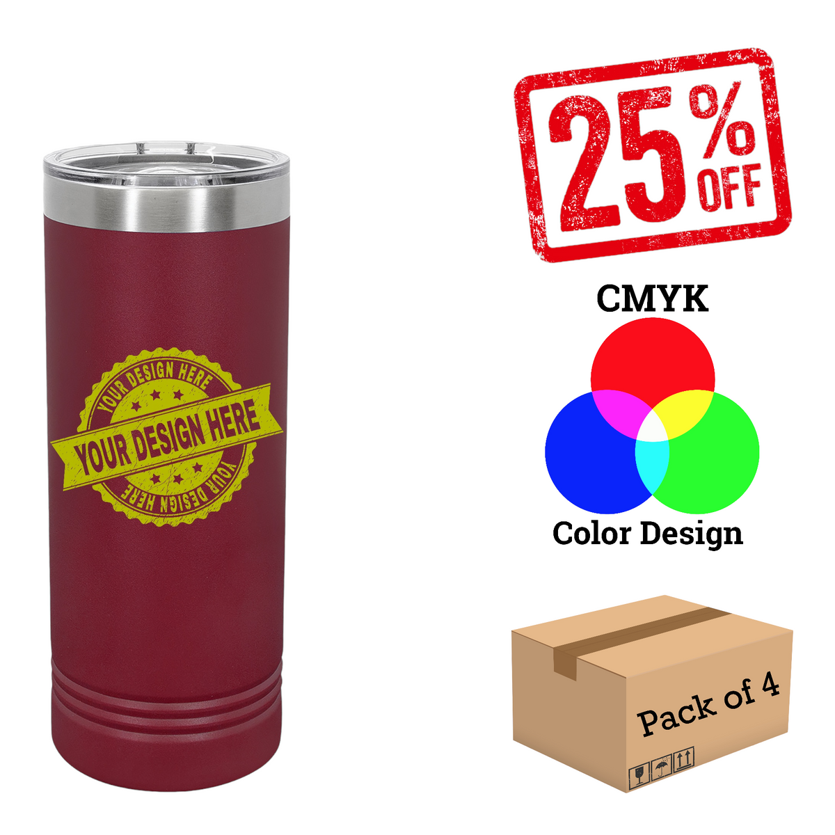 4 Pack Polar Camel 22 oz. Skinny Tumbler