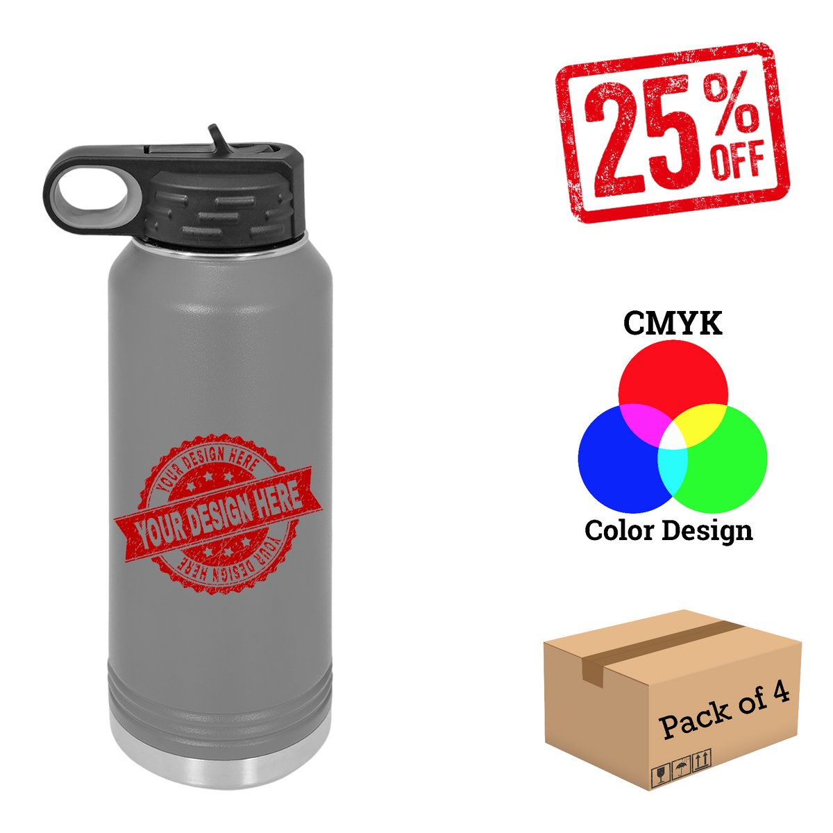 4 Pack Polar Camel 32oz. Water Bottle