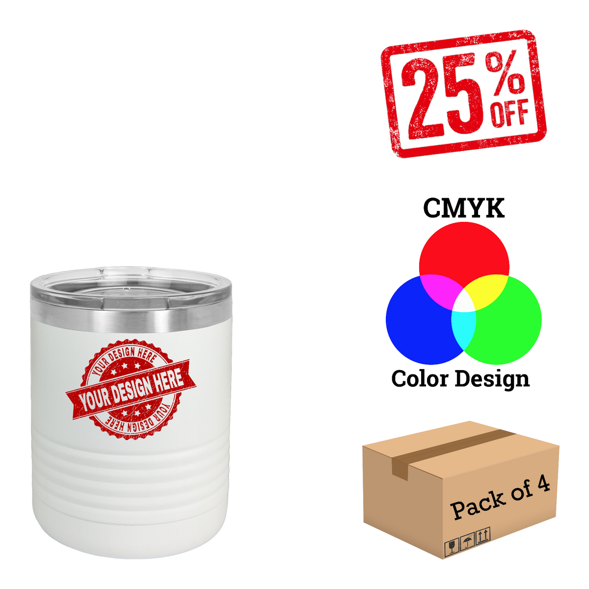 4 Pack Polar Camel 10 oz. Vacuum Insulated Ringneck Tumbler