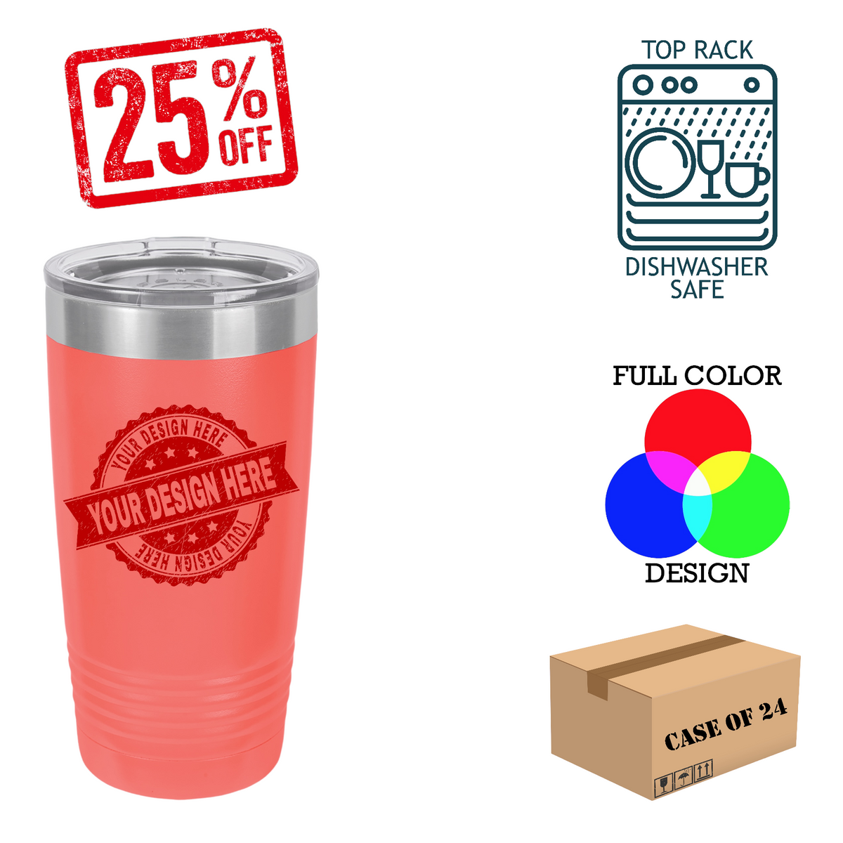Polar Camel 20 oz. Insulated Ringneck Tumbler Case of 24