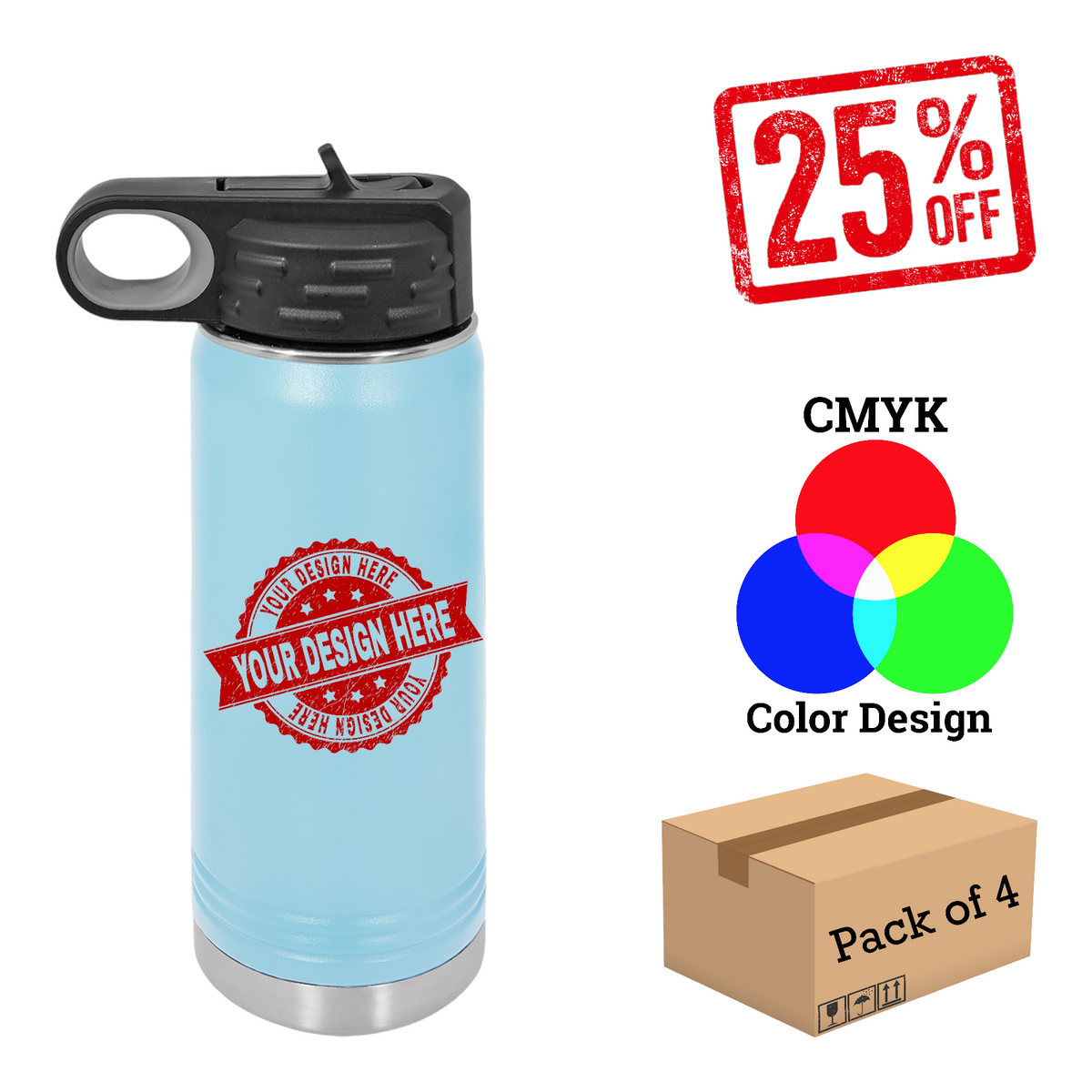 4 Pack Polar Camel 20 oz. Water Bottle