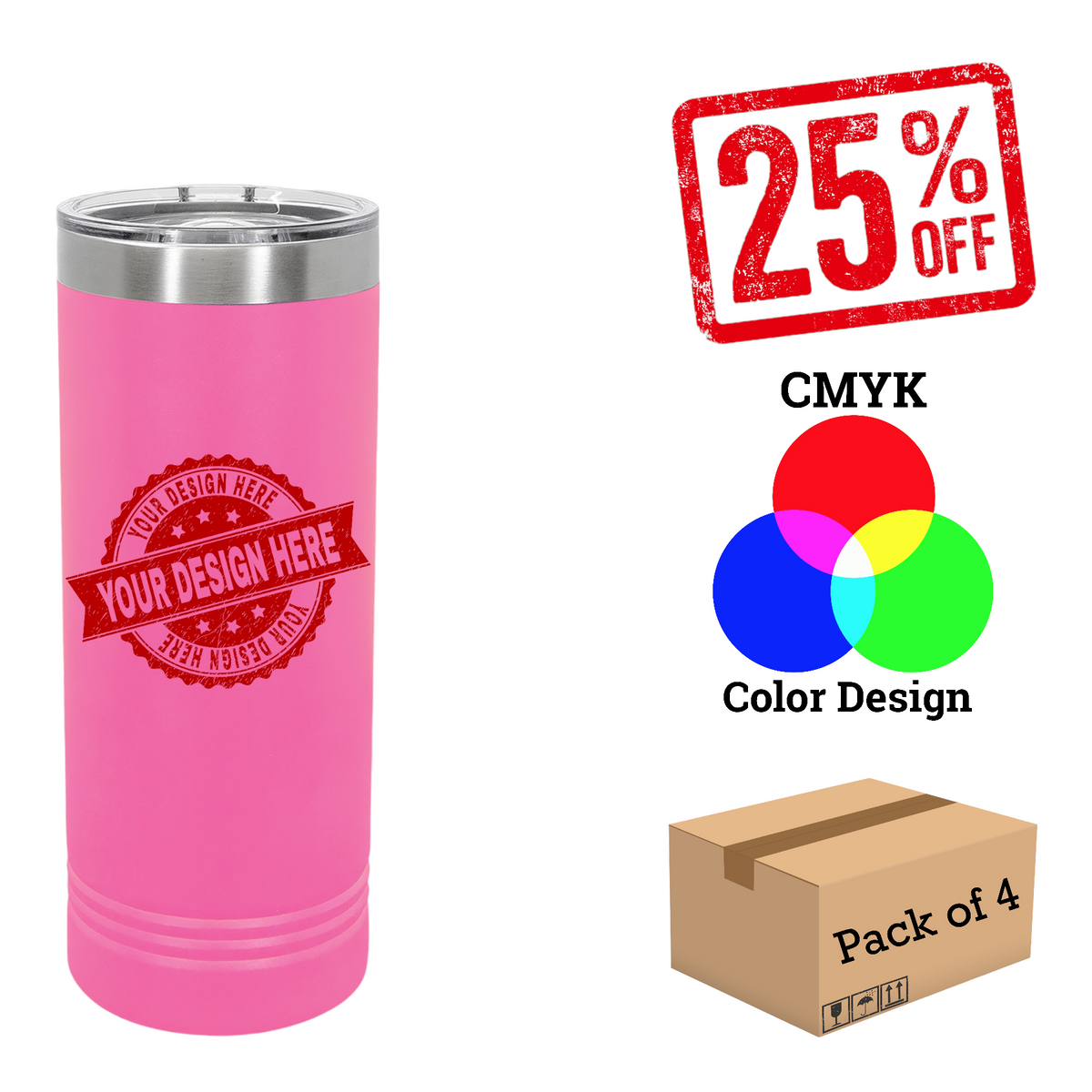 4 Pack Polar Camel 22 oz. Skinny Tumbler