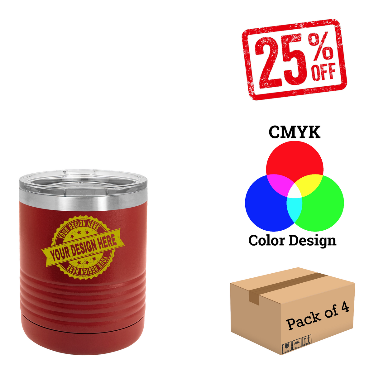 4 Pack Polar Camel 10 oz. Vacuum Insulated Ringneck Tumbler