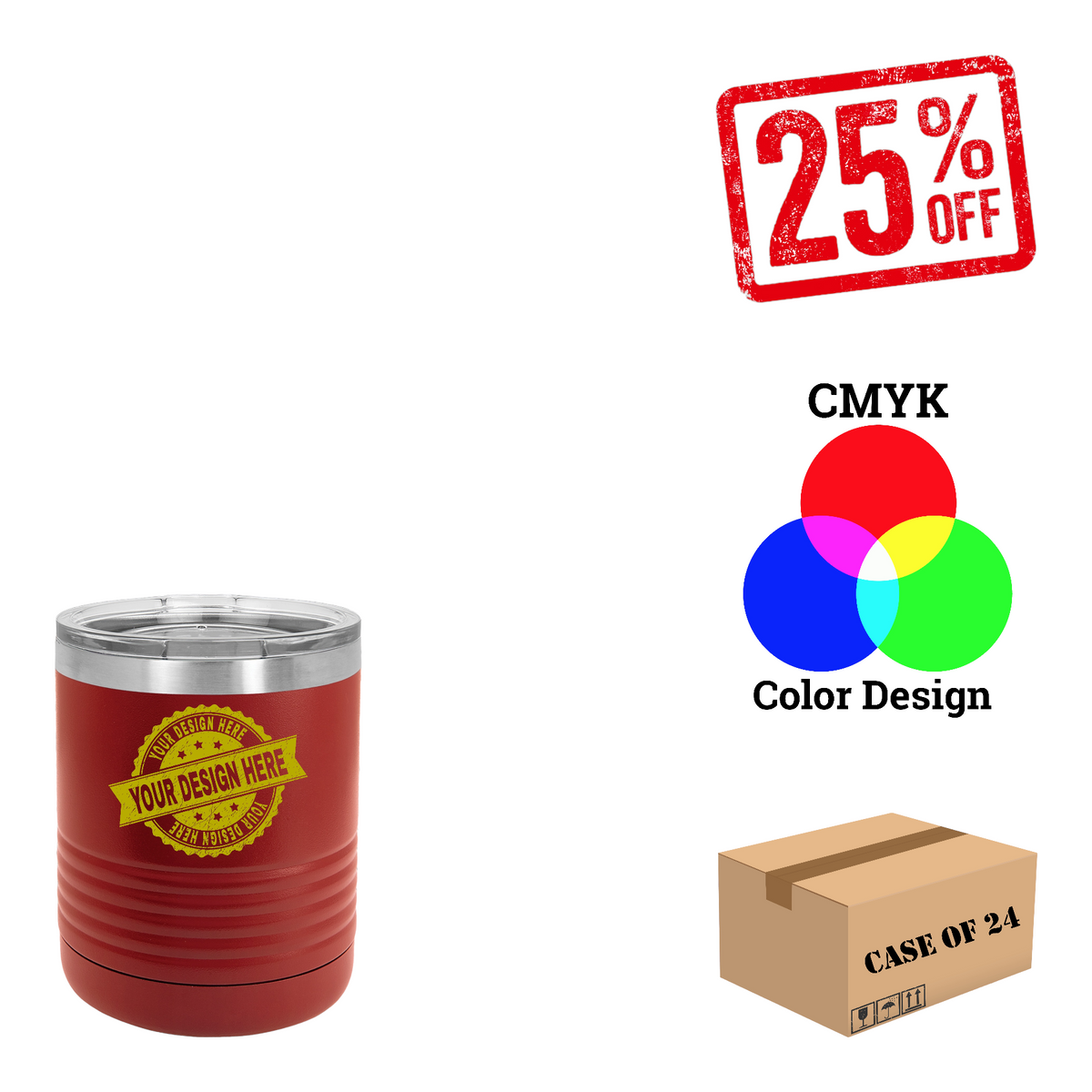 Polar Camel 10 oz. Vacuum Insulated Ringneck Tumbler Case of 24