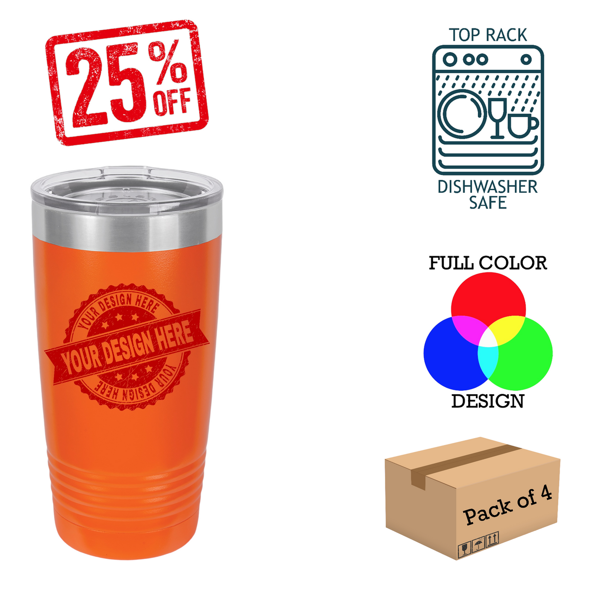 4 Pack Polar Camel 20 oz. Insulated Ringneck Tumbler