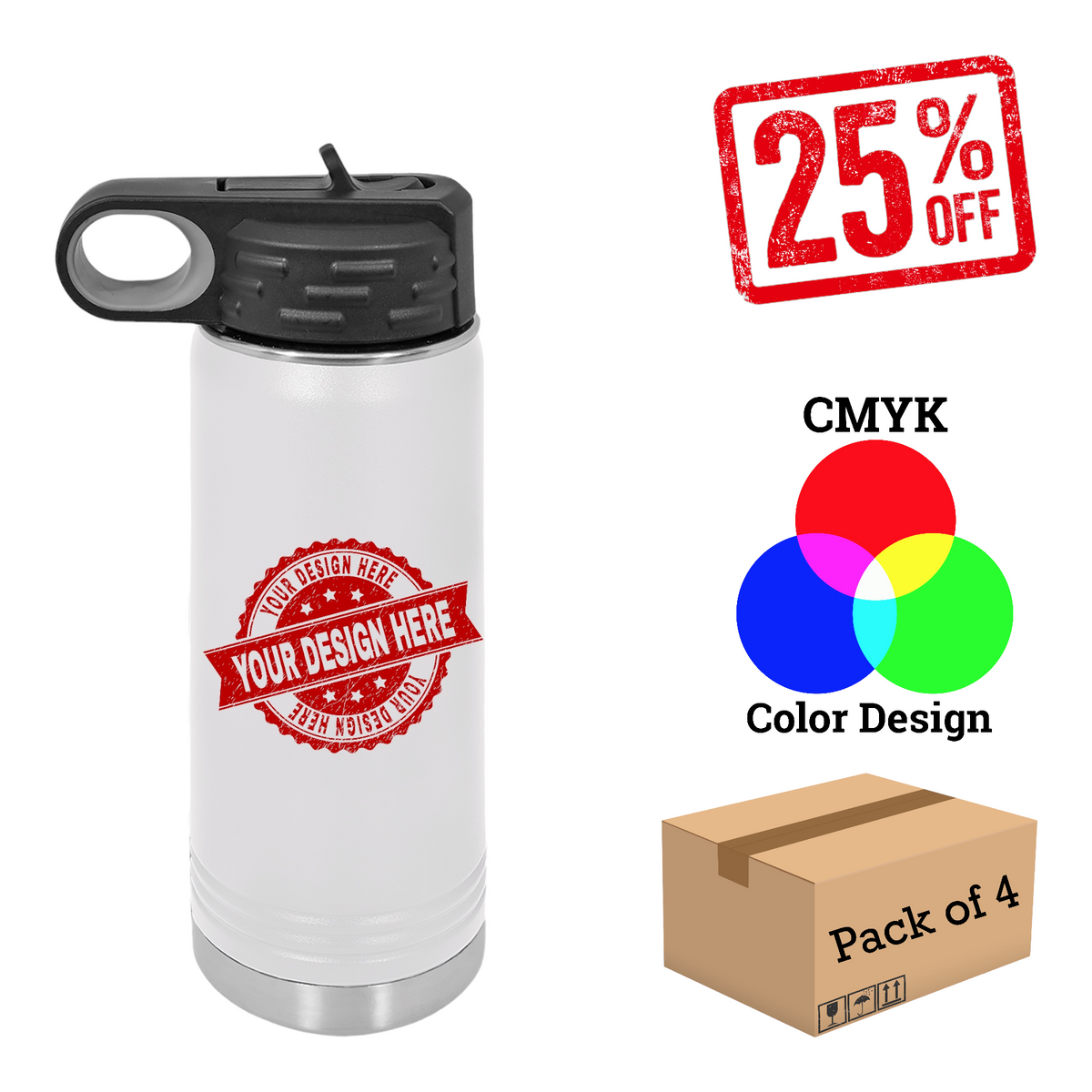4 Pack Polar Camel 20 oz. Water Bottle