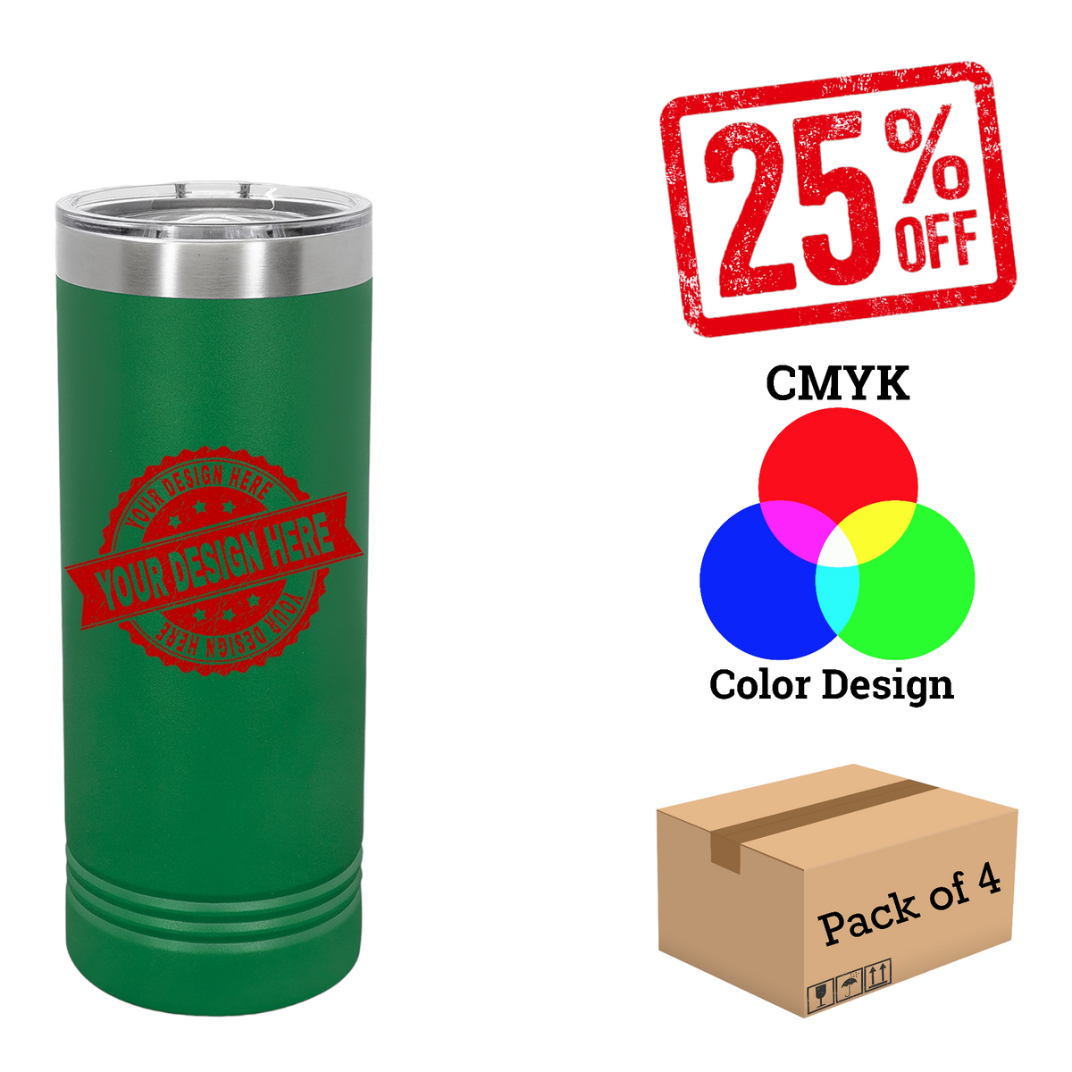 4 Pack Polar Camel 22 oz. Skinny Tumbler