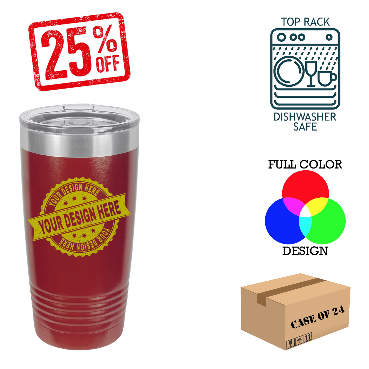 Polar Camel 20 oz. Insulated Ringneck Tumbler Case of 24