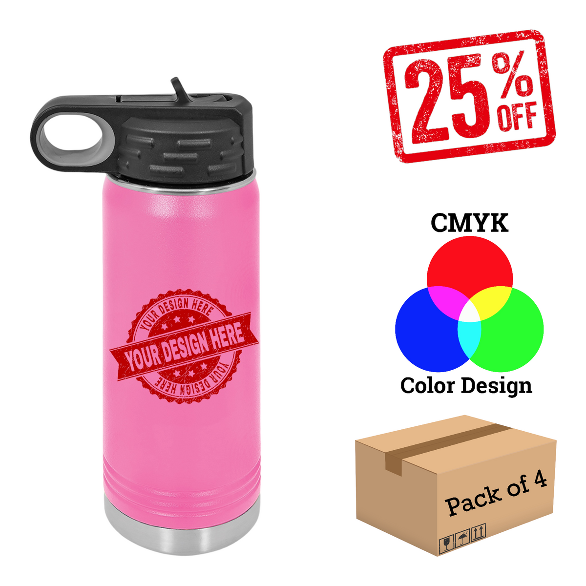 4 Pack Polar Camel 20 oz. Water Bottle