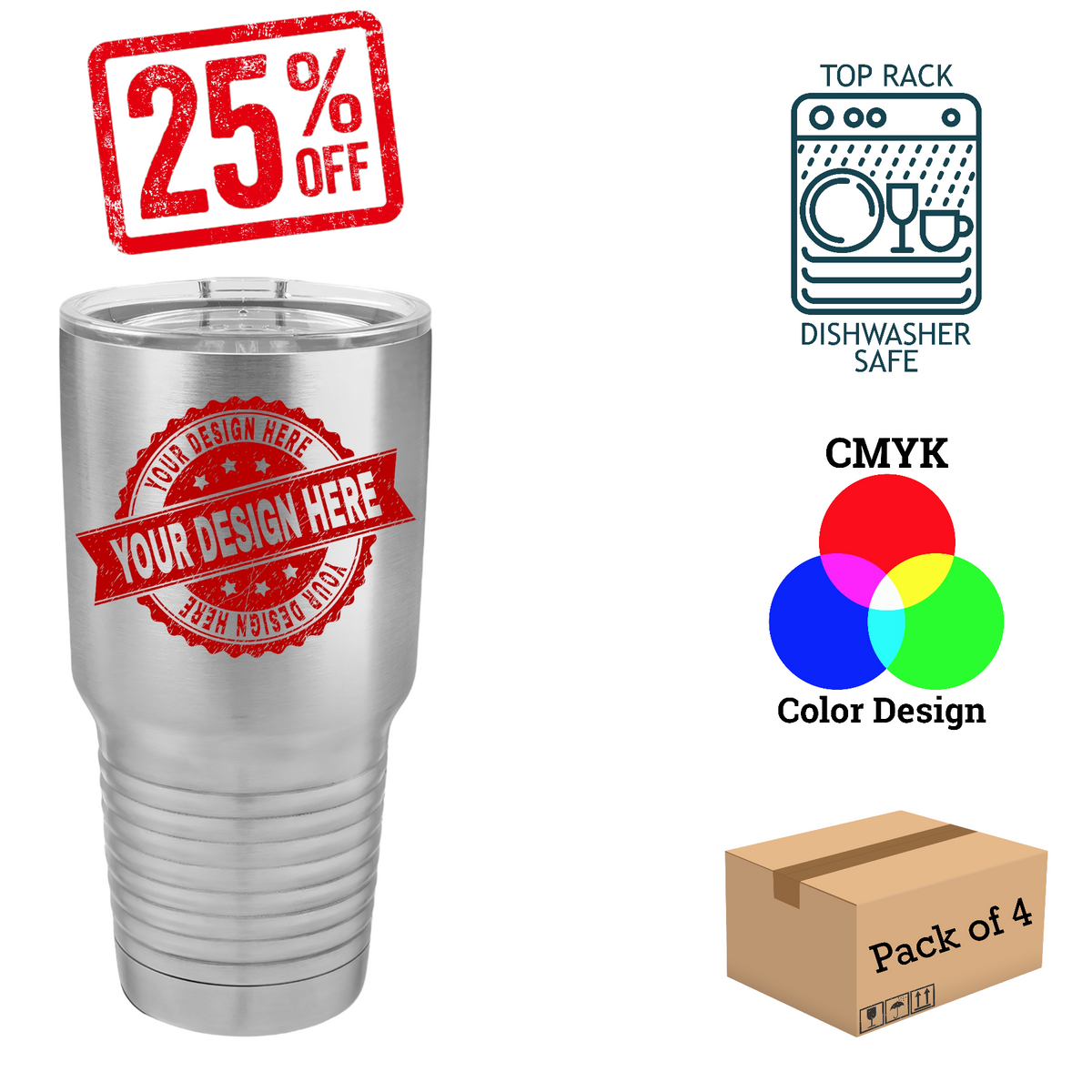 4 Pack Polar Camel 30 oz. Insulated Ringneck Tumbler